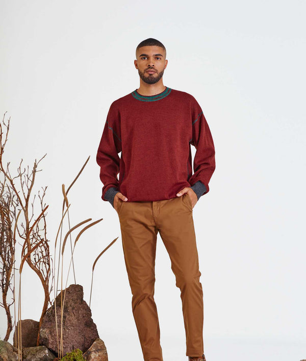 Chompa Facil Reversible - Rayas Grises Y Vino Windsor