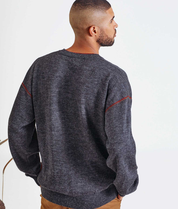 Chompa Facil Reversible - Rayas Grises Y Vino Windsor