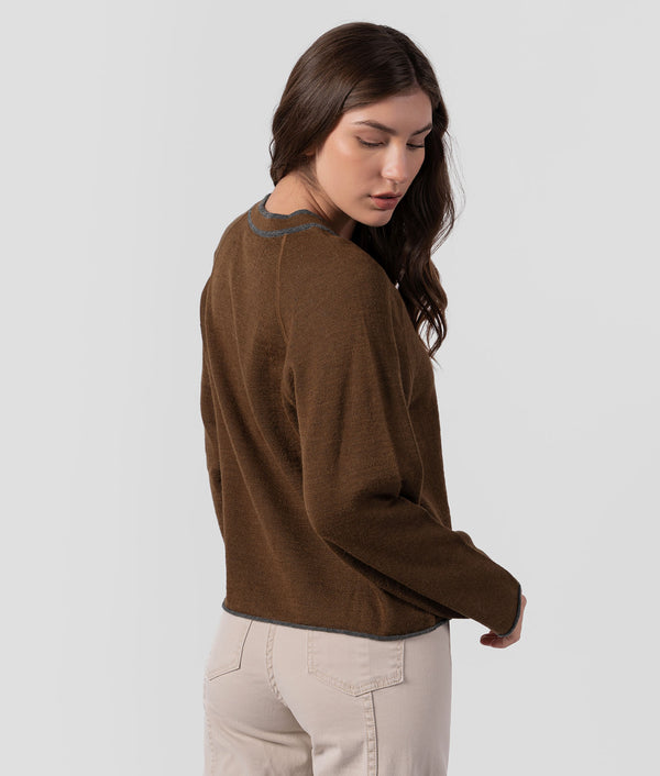 Cardigan Reversible Elise - Gris Carbón Y Marrón Café