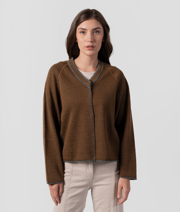 Cardigan Reversible Elise - Gris Carbón Y Marrón Café