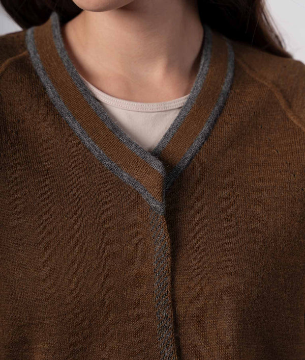 Cardigan Reversible Elise - Gris Carbón Y Marrón Café