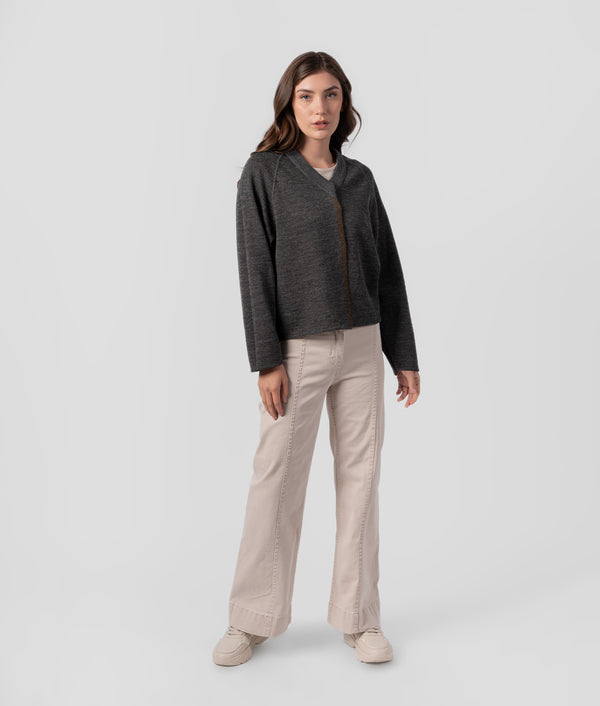 Cardigan Reversible Elise - Gris Carbón Y Marrón Café