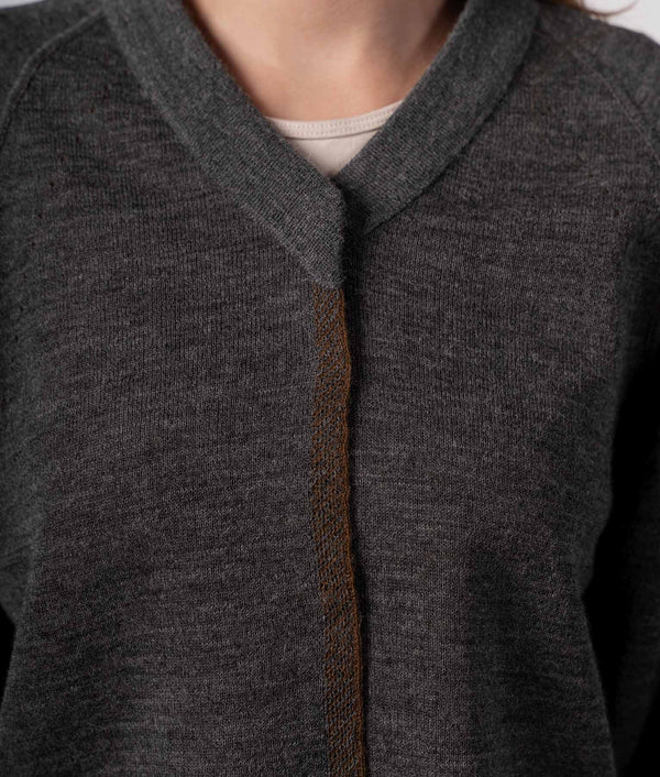 Cardigan Reversible Elise - Gris Carbón Y Marrón Café
