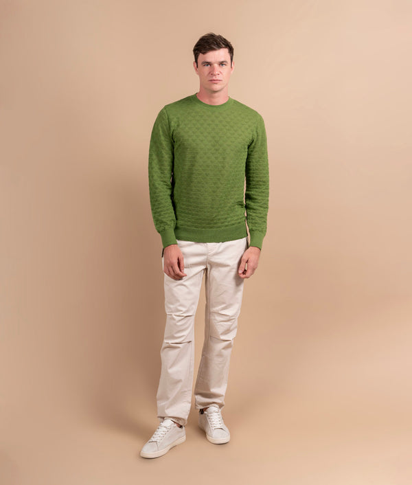 Chompa De Cuello Redondo Para Hombre - Verde Hoja