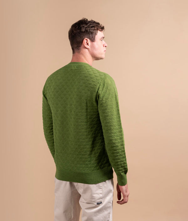 Chompa De Cuello Redondo Para Hombre - Verde Hoja