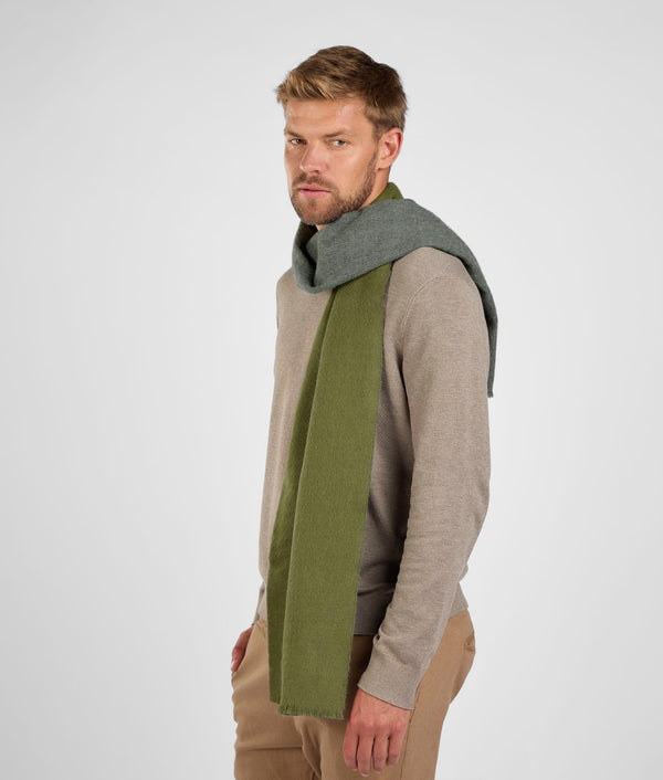 Double Face Scarf - Verde Oliva & Gris