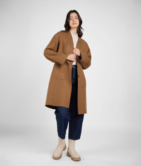 Abrigo Nom Reversible - Marron Ambar Y Tierra Oscura