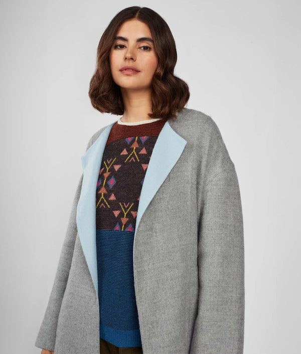 Abrigo Belted Reversible - Llovizna Y Azul Celestial