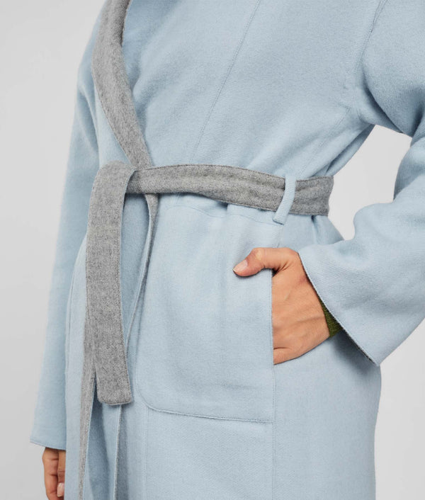 Abrigo Belted Reversible - Llovizna Y Azul Celestial