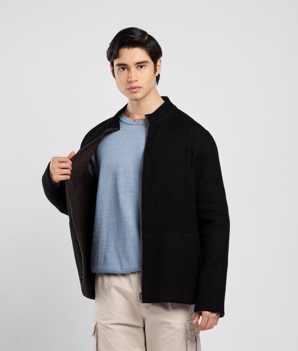 Casaca Zipped Reversible - mocha bisque y negro