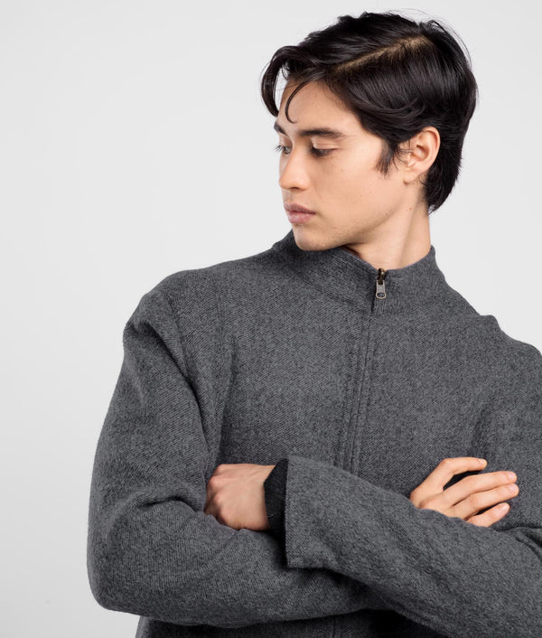 Casaca Zipped Reversible - gris cielo de diciembre y azul skipper