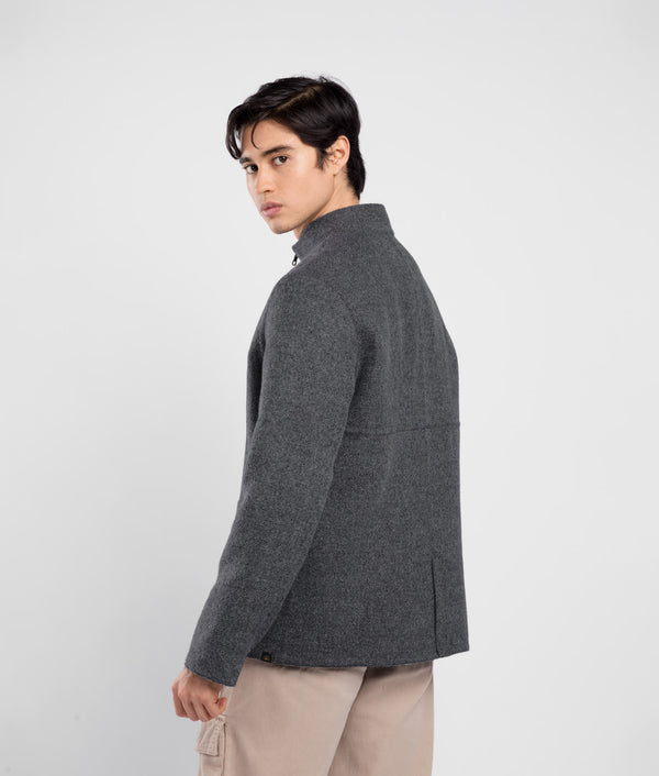 Casaca Zipped Reversible - gris cielo de diciembre y azul skipper