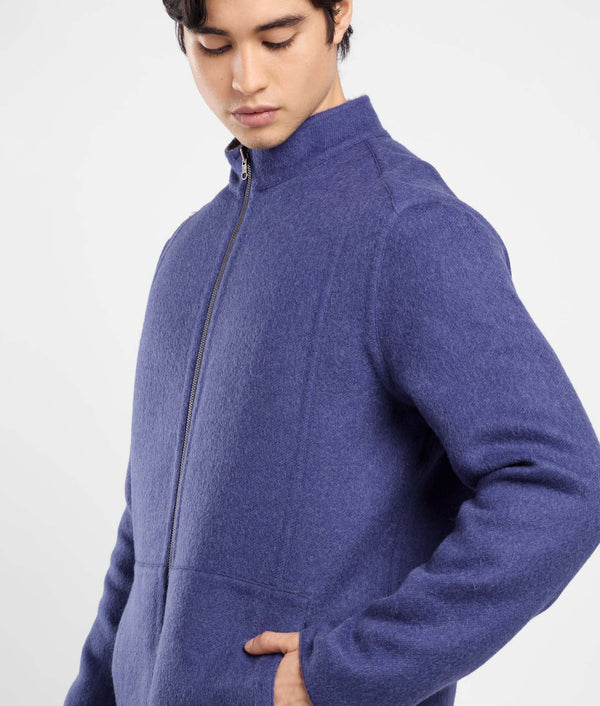 Casaca Zipped Reversible - gris cielo de diciembre y azul skipper