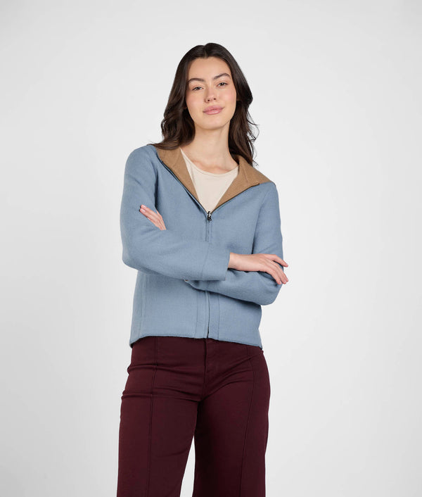 Casaca Reversible - Azul Empolvado & Almendra Dorada