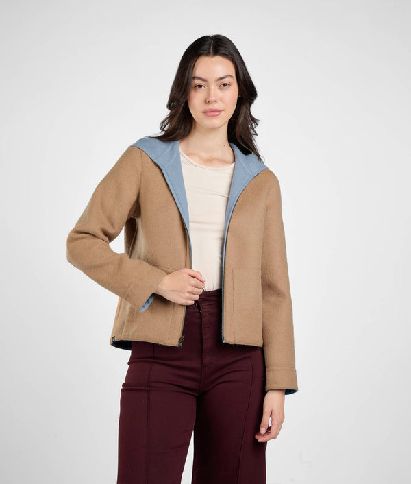 Casaca Reversible - Azul Empolvado & Almendra Dorada