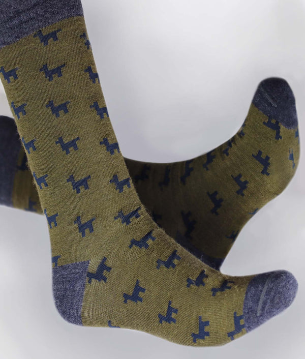 Medias Hombre Llamas Caminantes - Verde Olivo