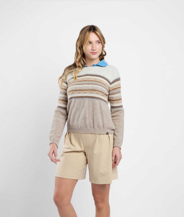 Chompa Yoke Jacquard Cuello O - Gris Humo Y Lobo Ártico