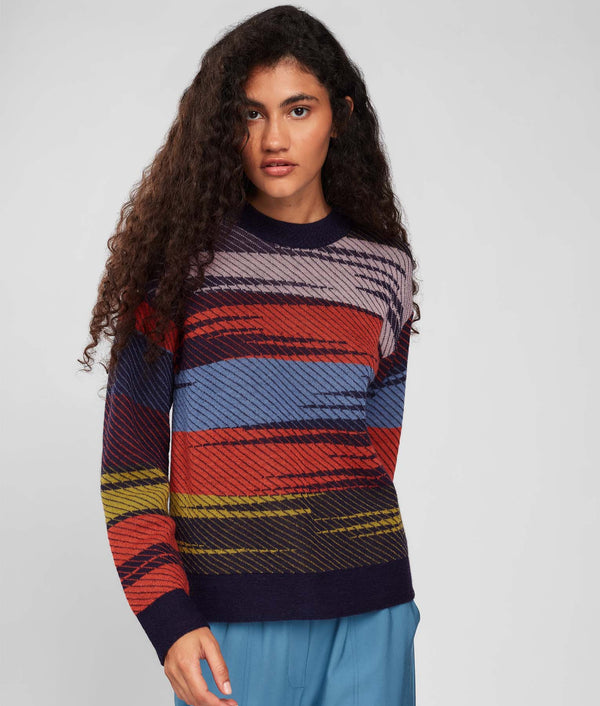 Eyelet Details Jacquard Sweater
