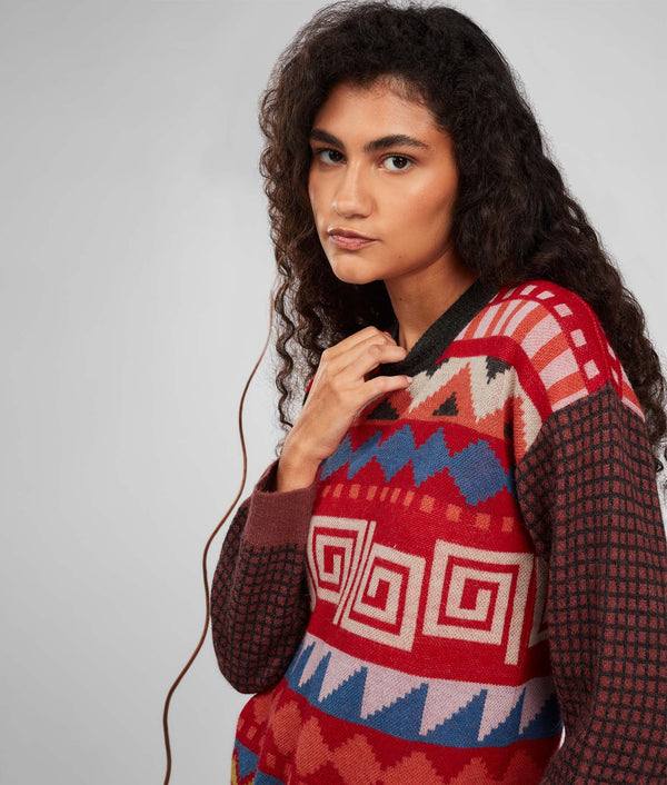 Jacqurd Mock Neck Sweater