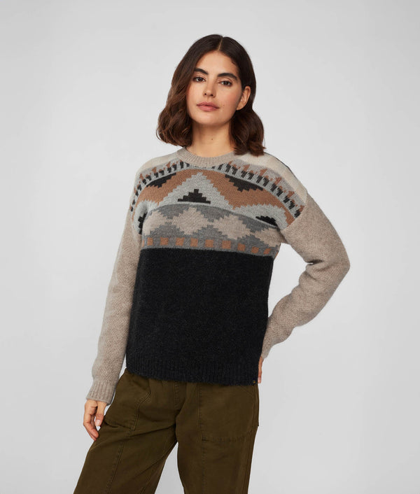 Yoke Jacquard Crew Neck Sweater