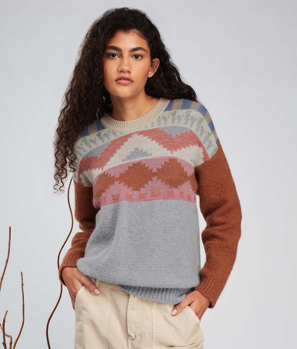 Yoke Jacquard Crew Neck Sweater