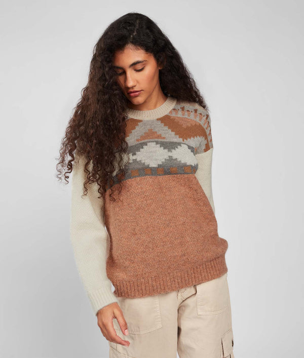 Yoke Jacquard Crew Neck Sweater