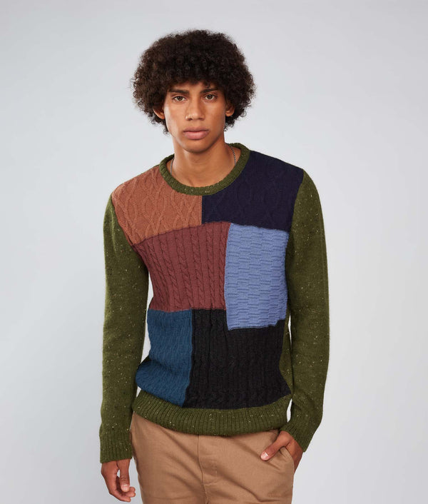 Coloured Patches O Neck Sweater
