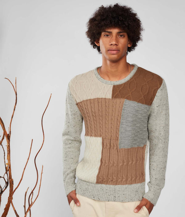 Coloured Patches O Neck Sweater