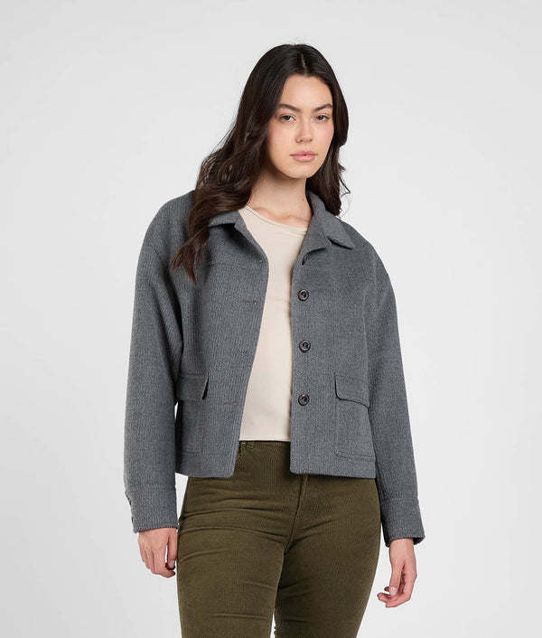 Abrigo corto para mujer - Gris grafito