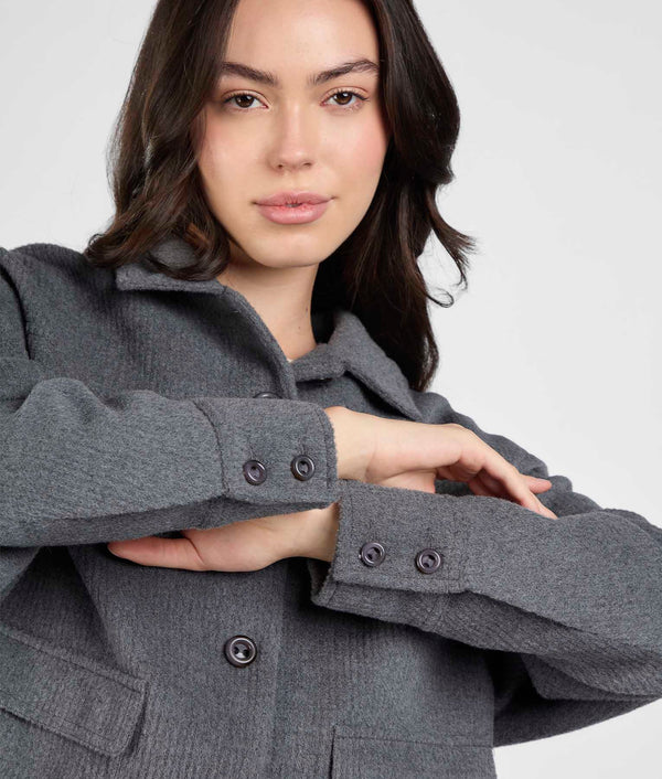 Abrigo corto para mujer - Gris grafito