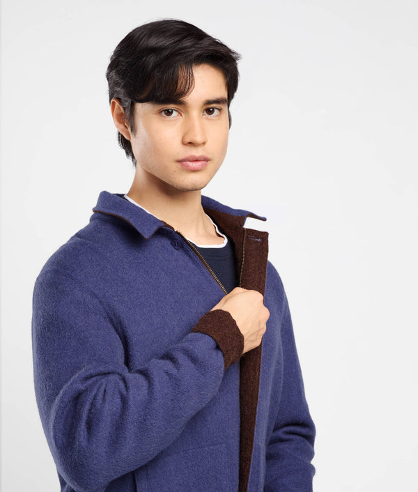 Abrigo Reversible Para Hombre - mocha bisque y azul skipper