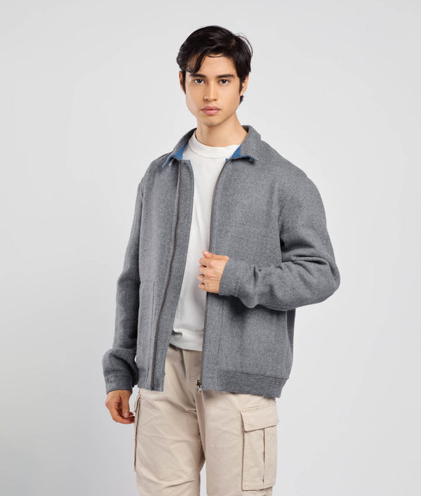 Abrigo Reversible Para Hombre - azul coronet y gris castillo