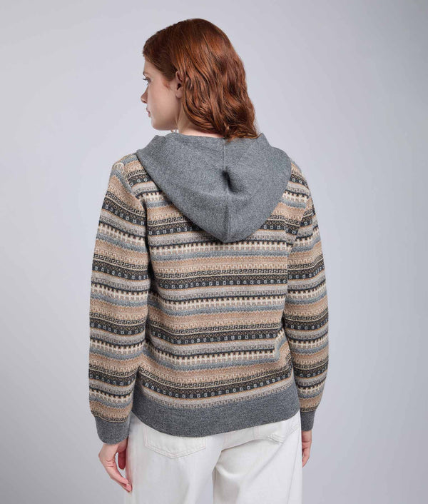 Cárdigan con Capucha Jacquard All Over