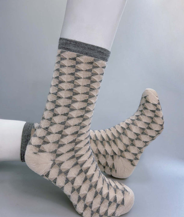 Medias Mujer Geoelements Jacquard - Hueso