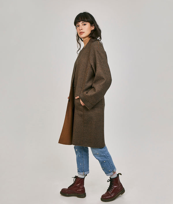 Abrigo Nom Reversible - Marron Ambar Y Tierra Oscura